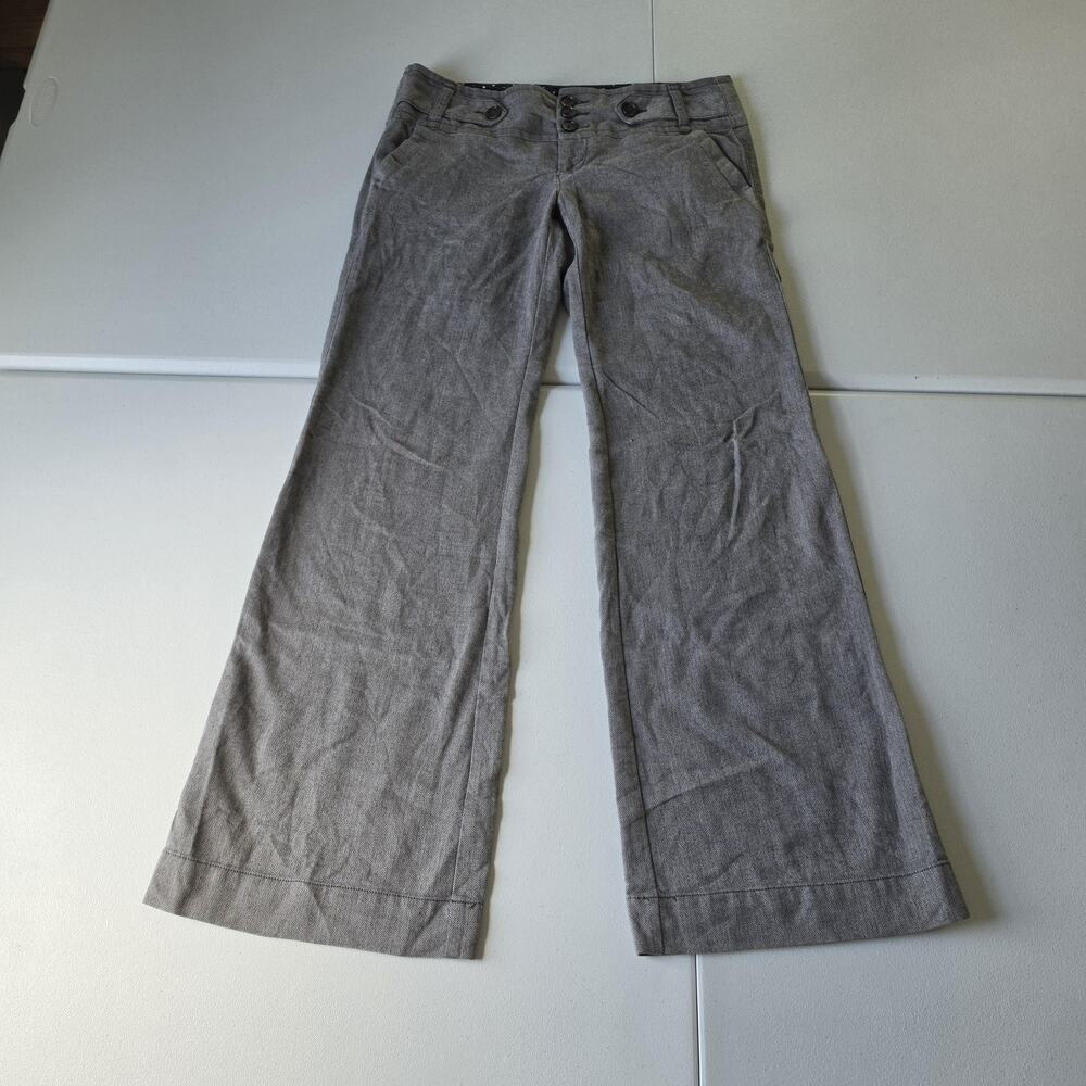 Y2K American Eagle Pants Womens 4 Gray Low Rise Wide Leg Office Trousers Office